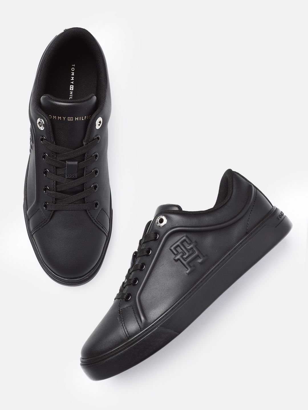 Tommy Hilfiger Women Brand Logo Embossed Casual Leather Cupsole Sneakers-picture-12