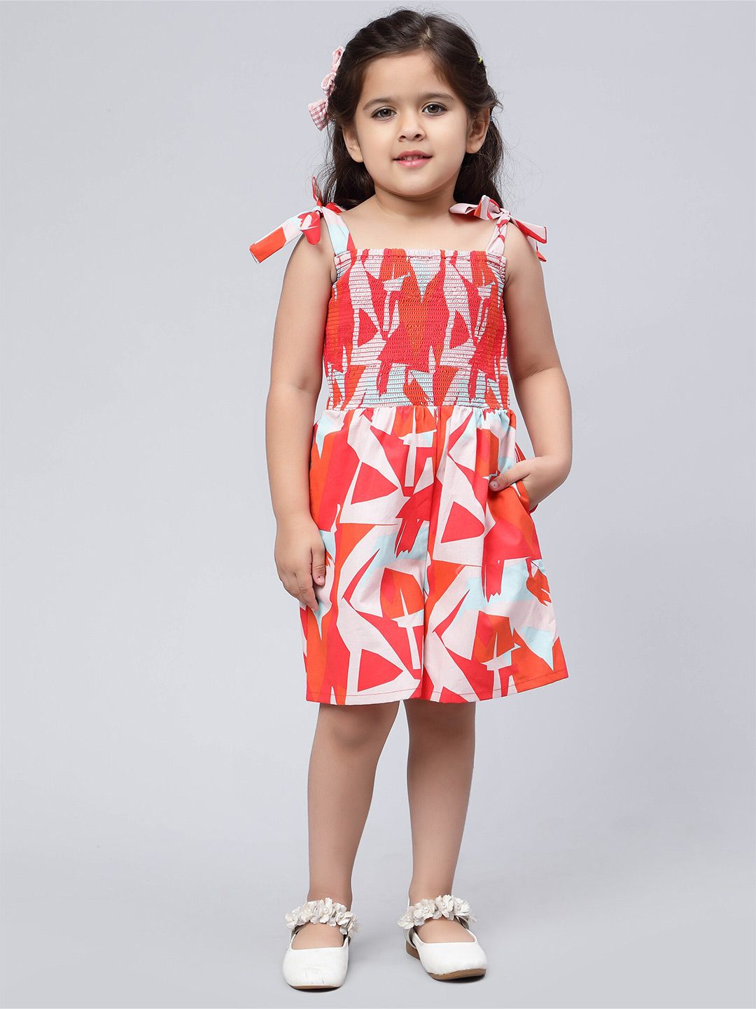 Biglilpeople Girls Printed Shoulder Straps Cotton Playsuit-image-25