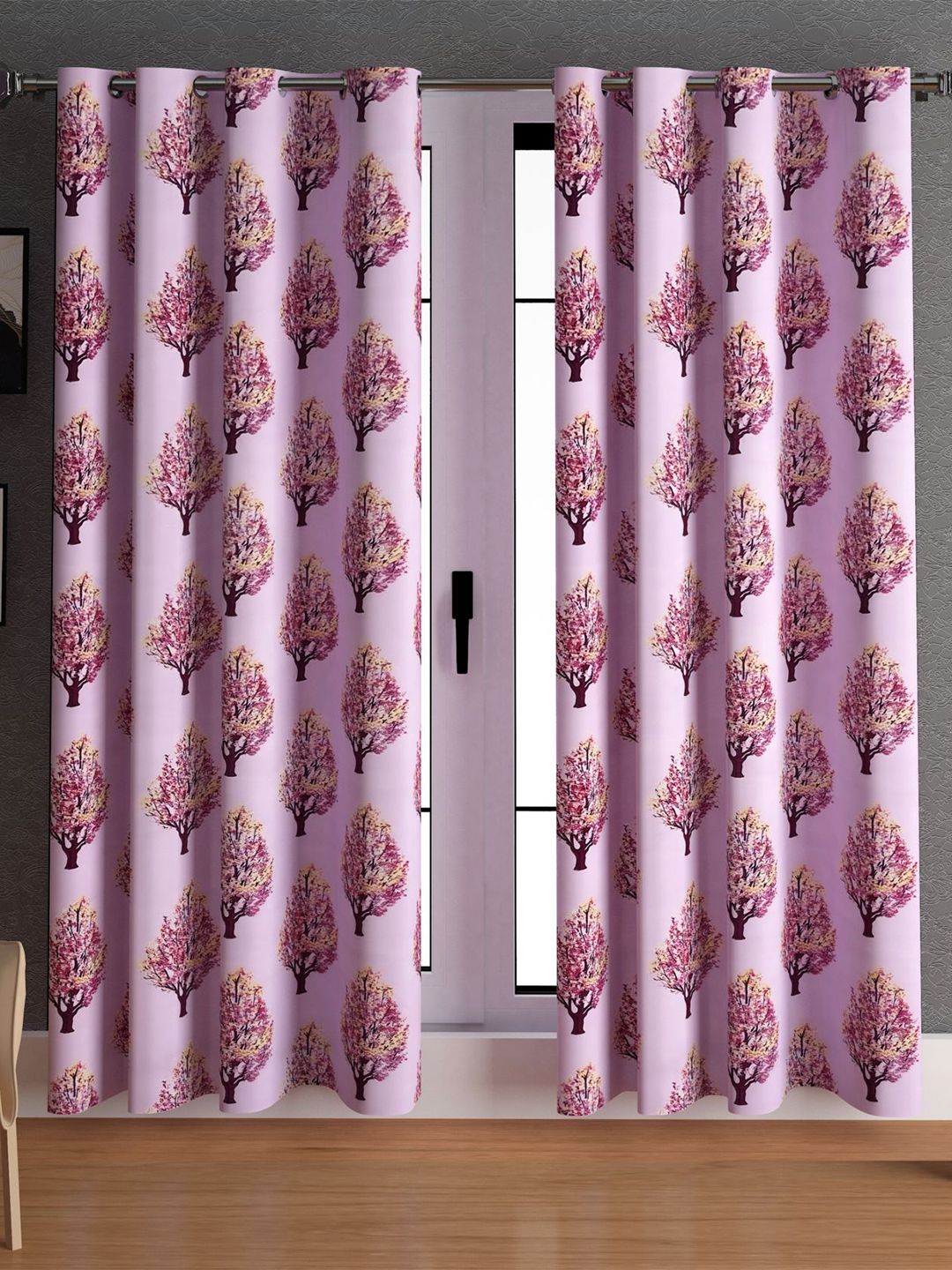 LA VERNE Pink & Yellow 2 Pieces Floral Door Curtains-picture-43