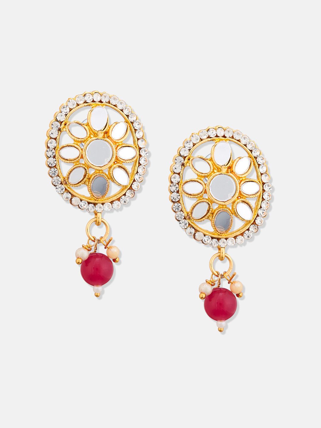 ATIBELLE Gold-Plated Artificial Stone-Studded & Beaded Jewellery Set