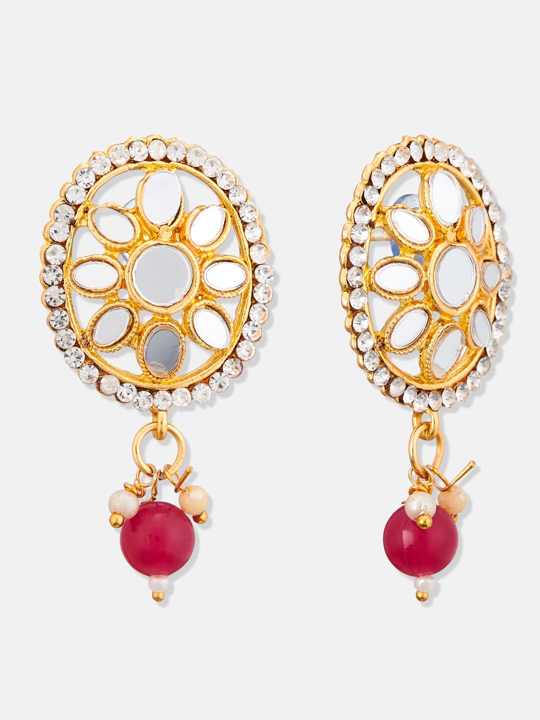 ATIBELLE Gold-Plated Artificial Stone-Studded & Beaded Jewellery Set