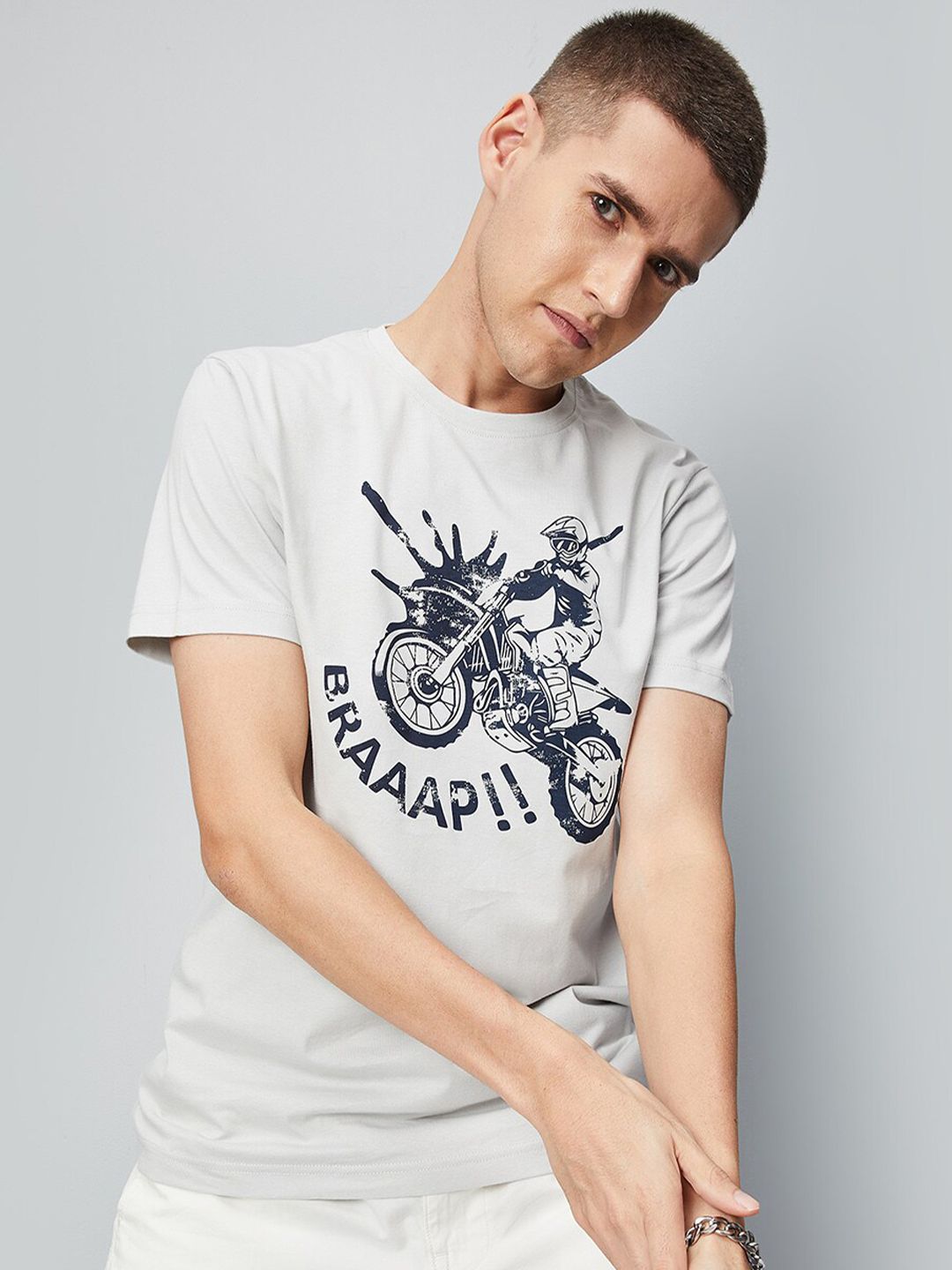 max Biker Printed Pure Cotton T-shirt