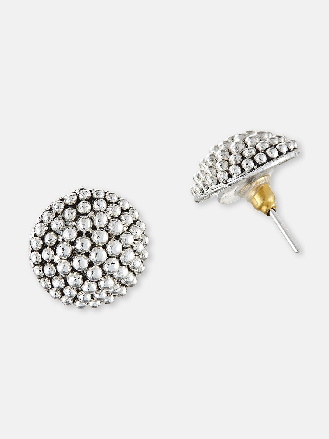 ATIBELLE Set of 2 German Silver-Plated Floral Studs Earrings