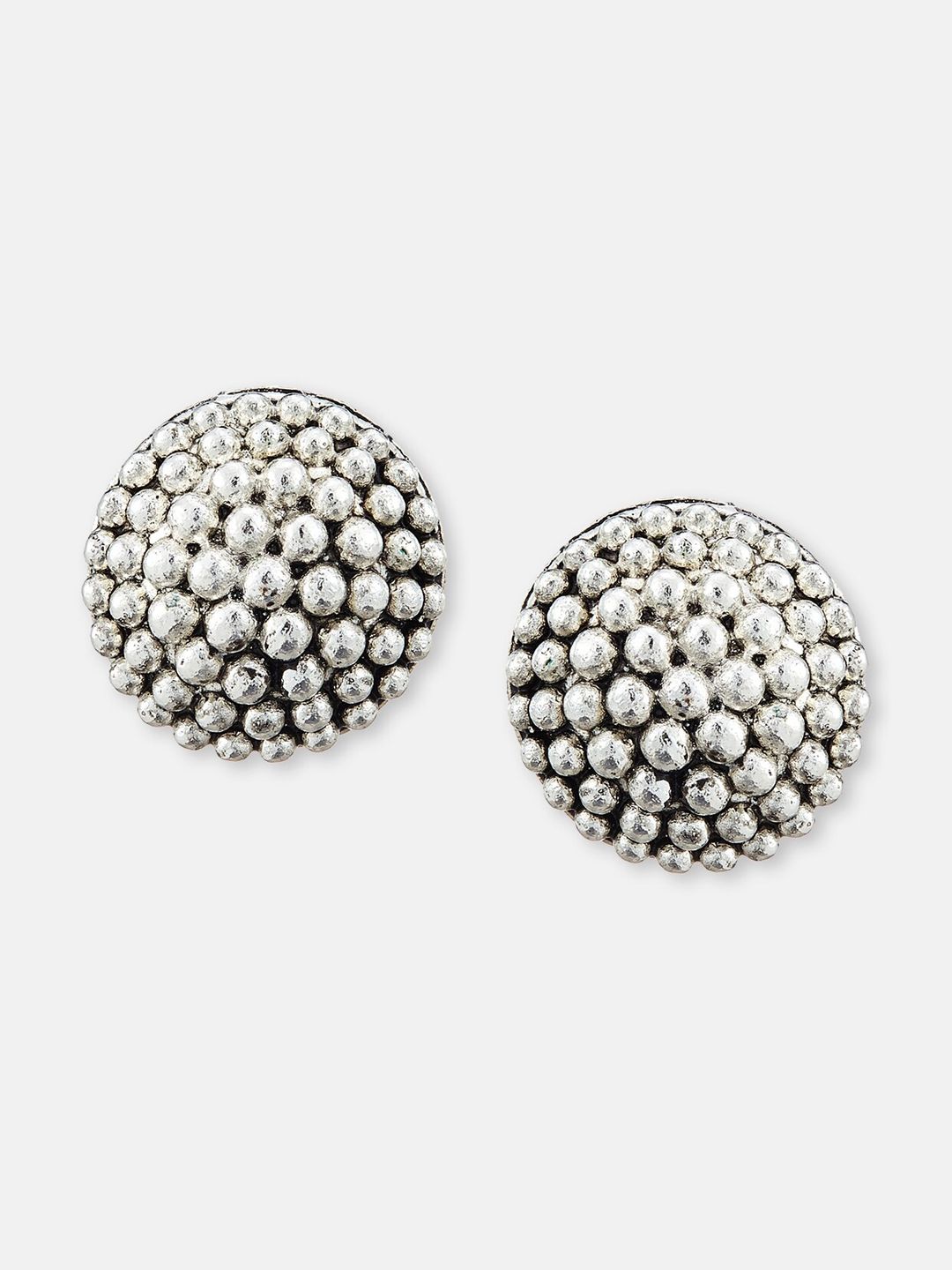 ATIBELLE Set of 2 German Silver-Plated Floral Studs Earrings