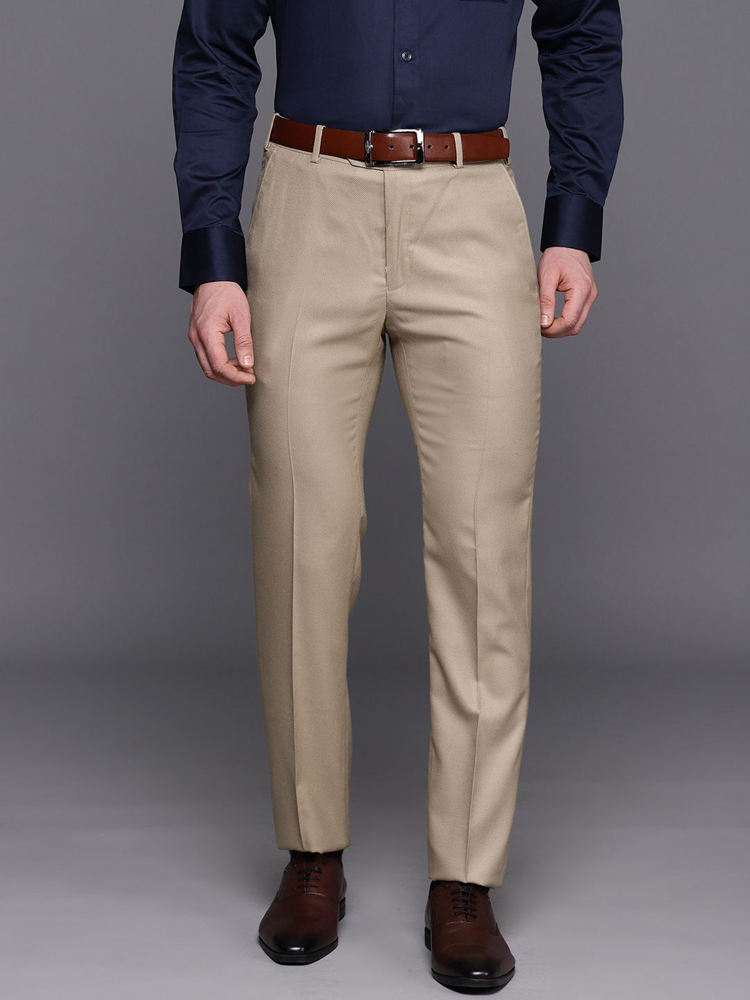 Raymond Men Self Design Slim Fit Formal Trousers-image-20