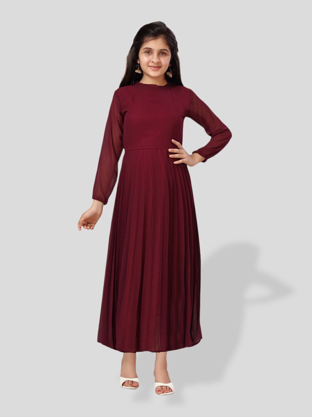 BAESD Girls Georgette Fit & Flare Maxi Dress-image-1