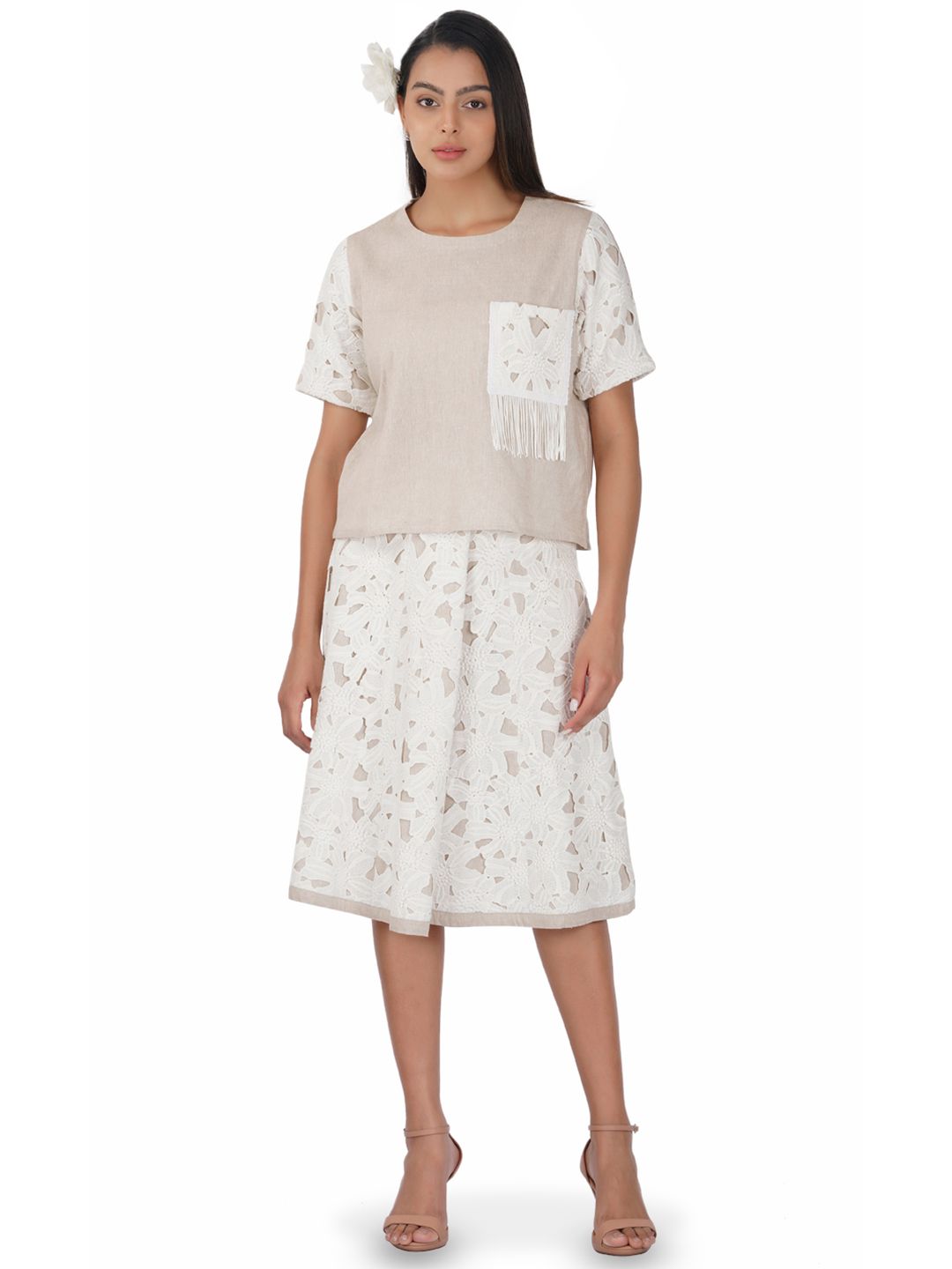 Buy KOVET Self Design Flared A Knee Length Skirt - Skirts for Women ...