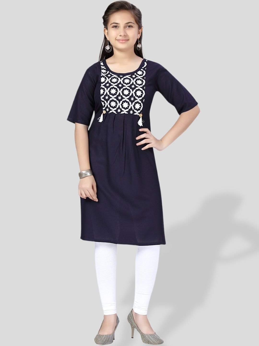 BAESD Girls Ethnic Motifs Embroidered Straight Cotton Kurta-picture-44