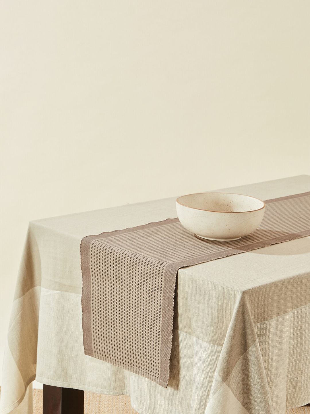Fabindia Beige Woven Design Shubhika Cotton Table Runner-picture-10