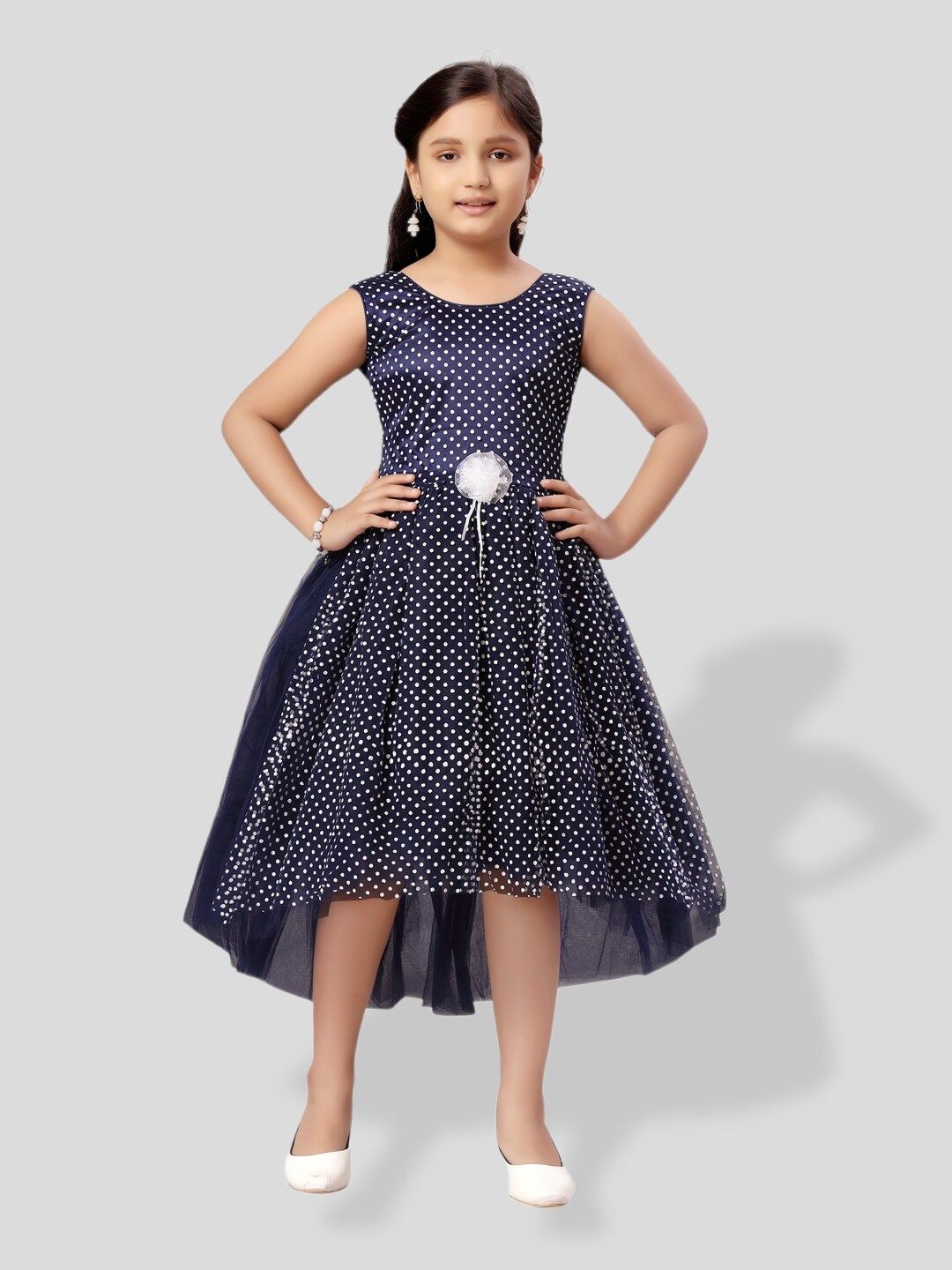 BAESD Girls Polka Dots Print Fit & Flare Midi Dress-picture-38