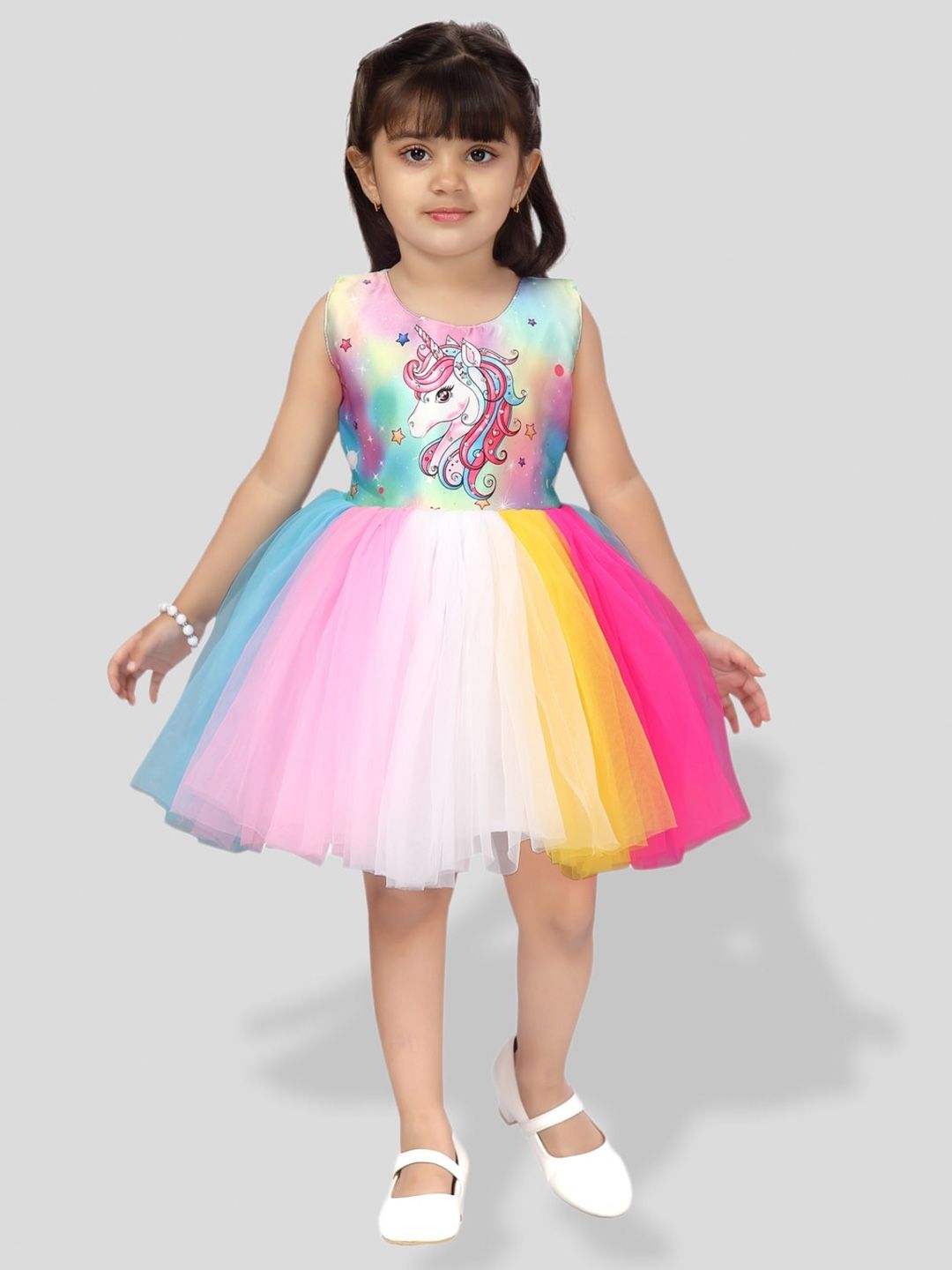 BAESD Girls Unicorn Printed Net Fit & Flare Dress-picture-41
