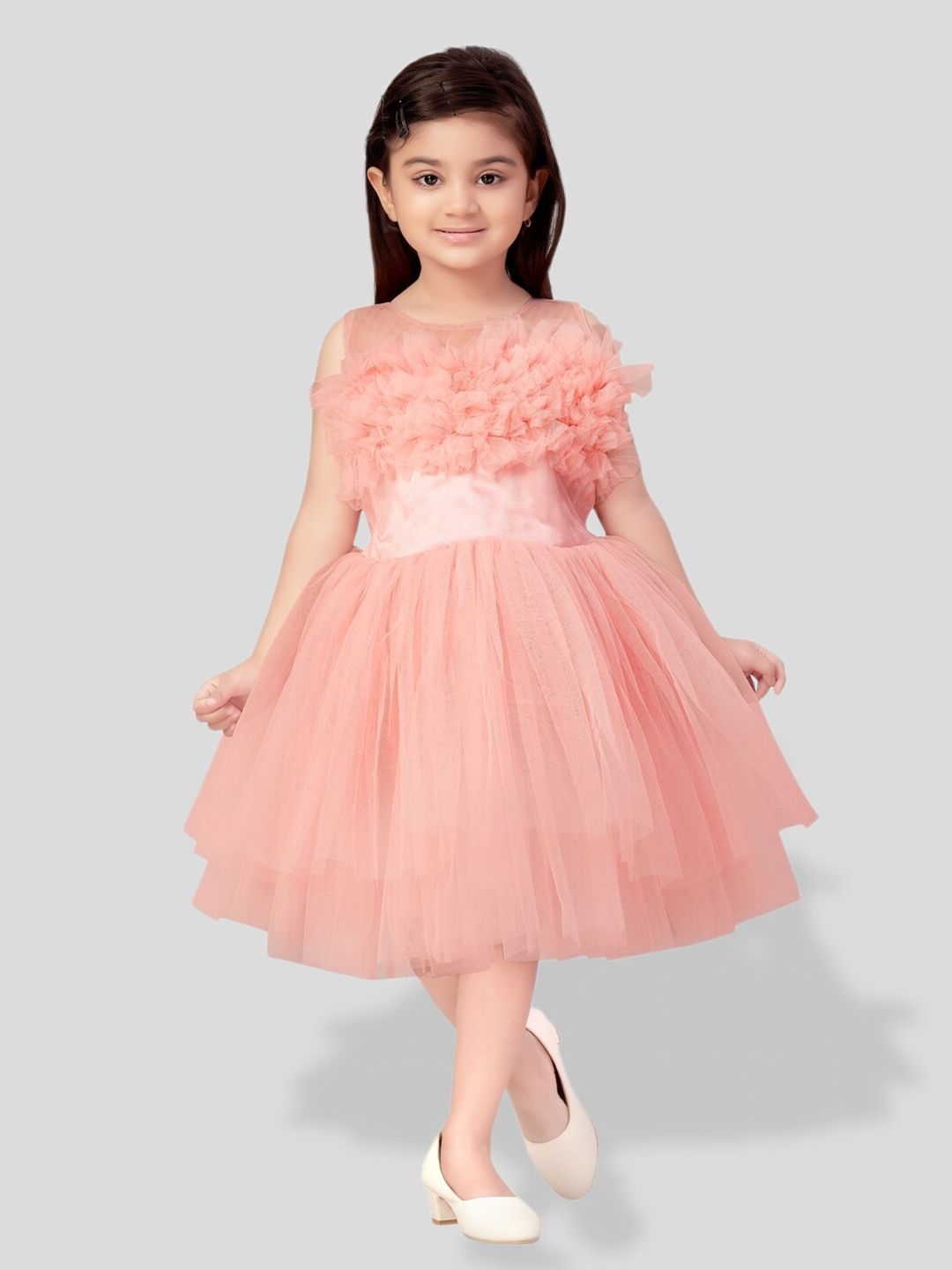 BAESD Girls Ruffles Net Fit & Flare Dress-picture-37