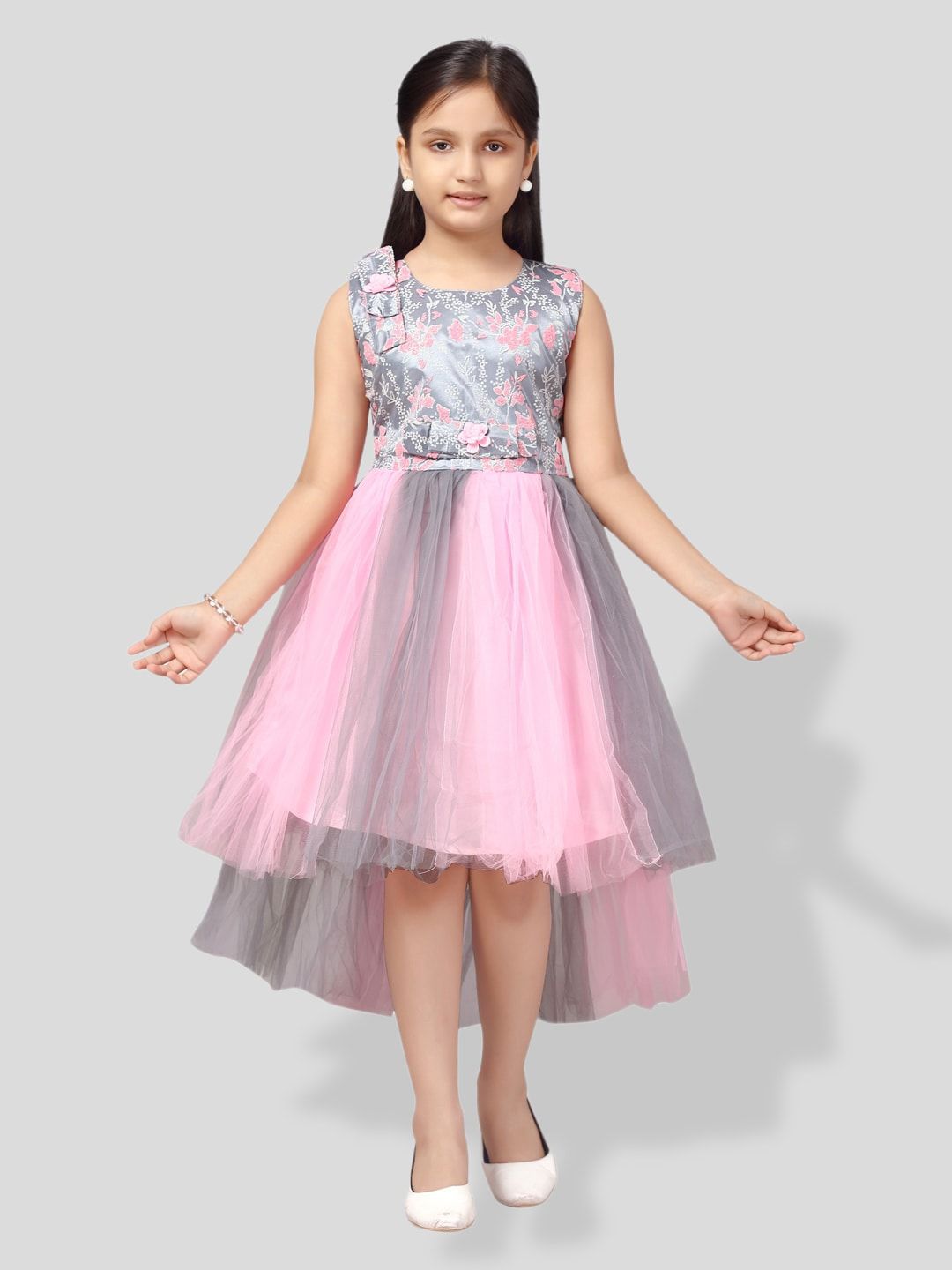 BAESD Girls Self Design Embroidered Detailed Tulle Fit & Flare Dress-picture-43