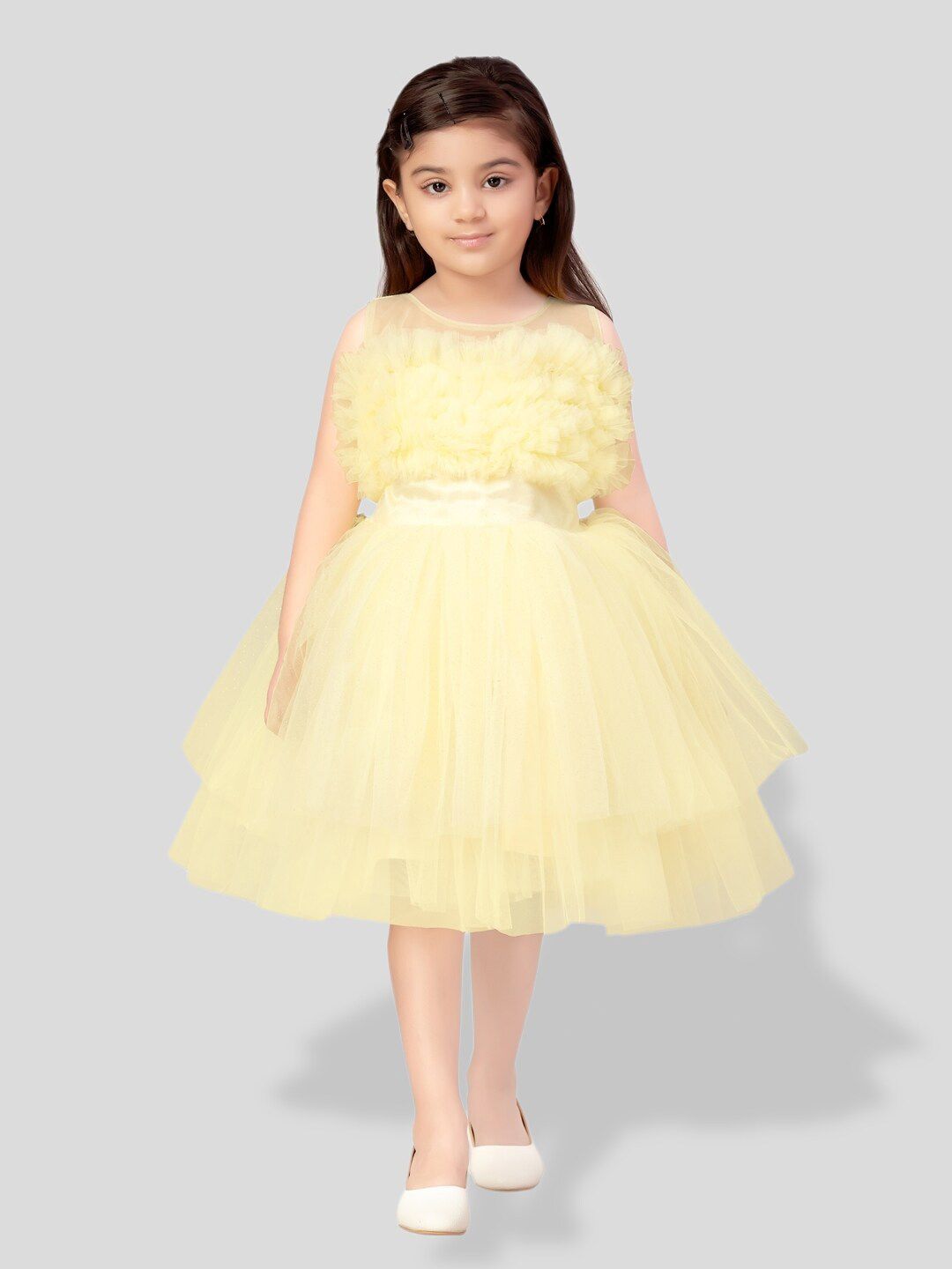 BAESD Girls Self Design Gathred Or Pleated Fit & Flare Dress-picture-32