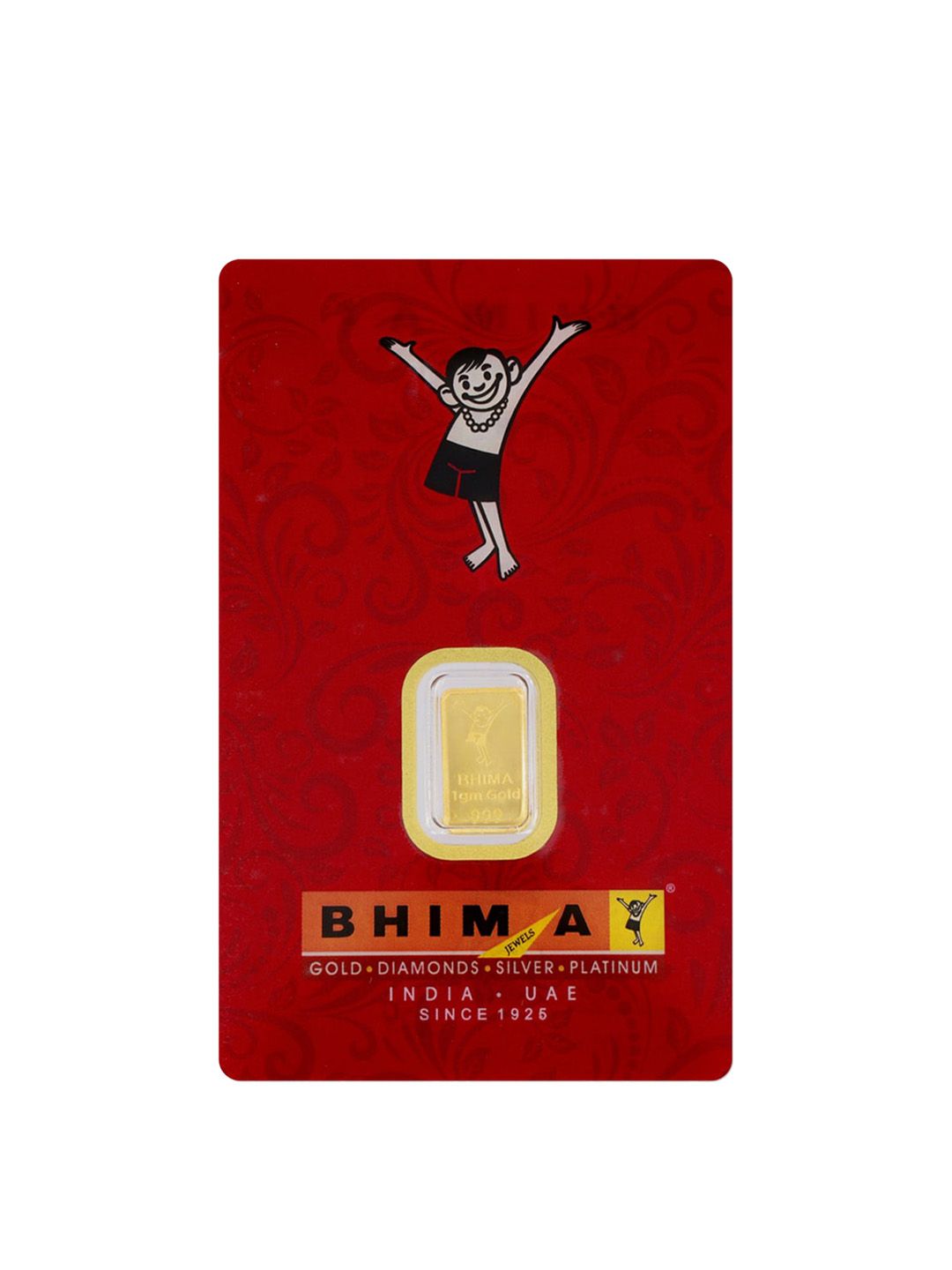 BHIMA Floral 24K 999 Purity Gold Bar 1 gram