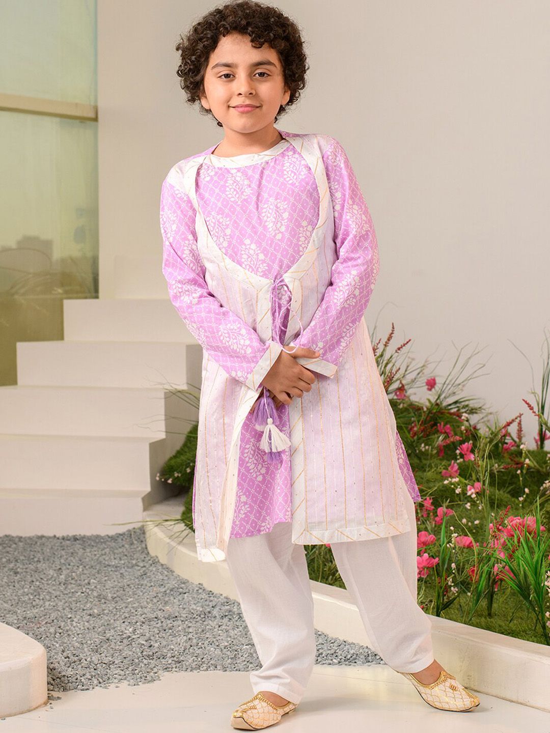 pspeaches Boys Ethnic Motifs Printed Pure Cotton Kurta With Pyjamas-picture-19