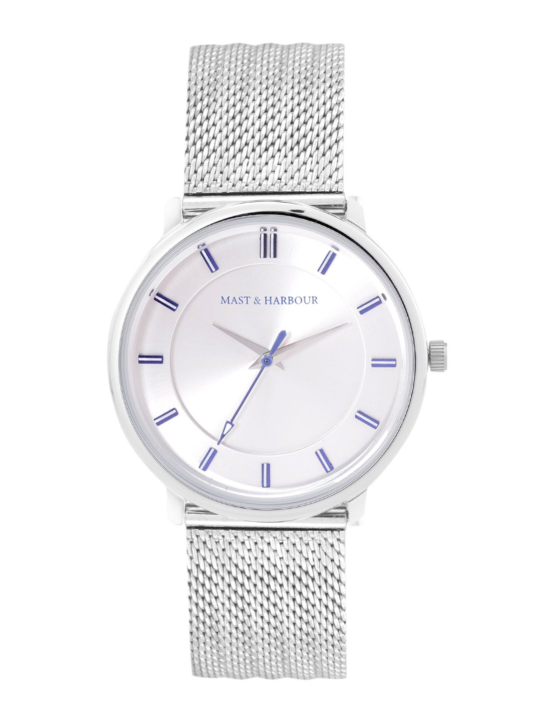 Mast & Harbour Unisex Silver-Toned Brass Dial & Silver Toned Stainless Steel Bracelet Style Straps Analogue Watch-image-22