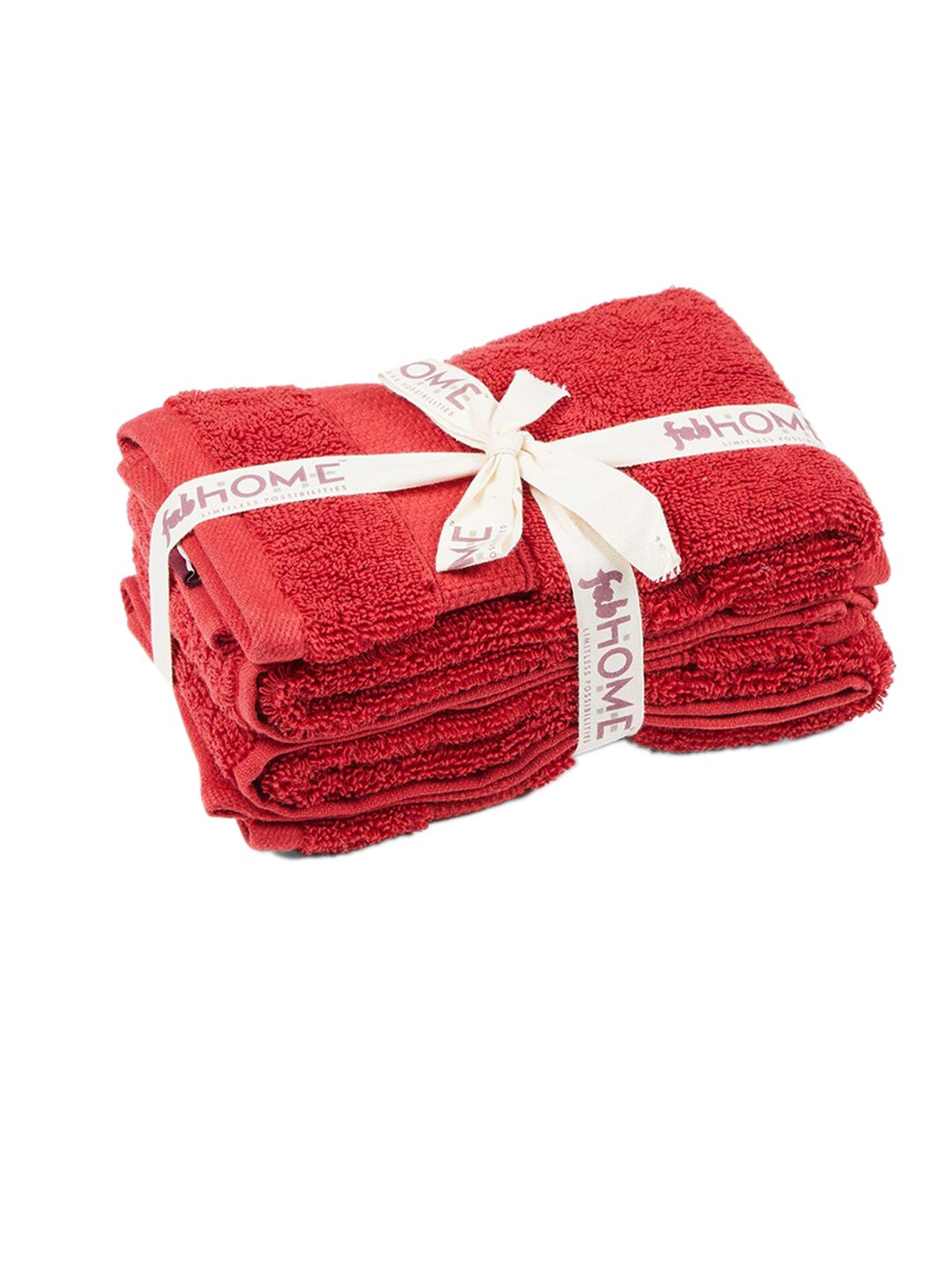 Fabindia Red 2 Pieces Amaya Cotton Face Towels-image-15