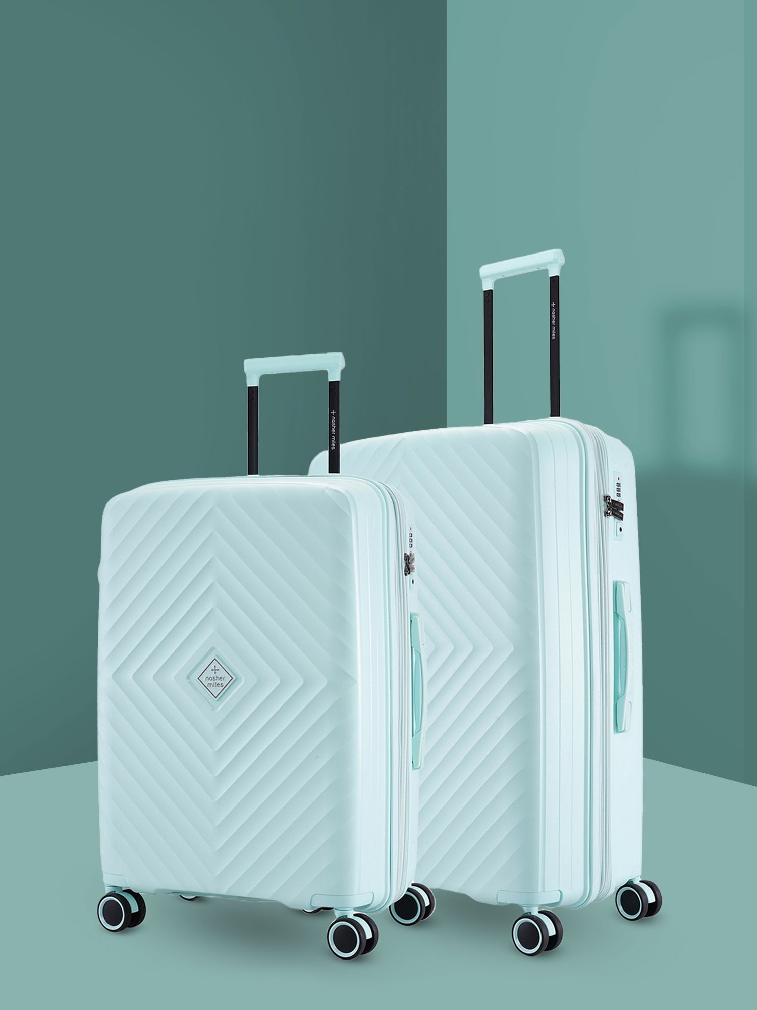 Nasher Miles Set Of 2 Hard-Sided Textured Trolley Suitcases-image-37