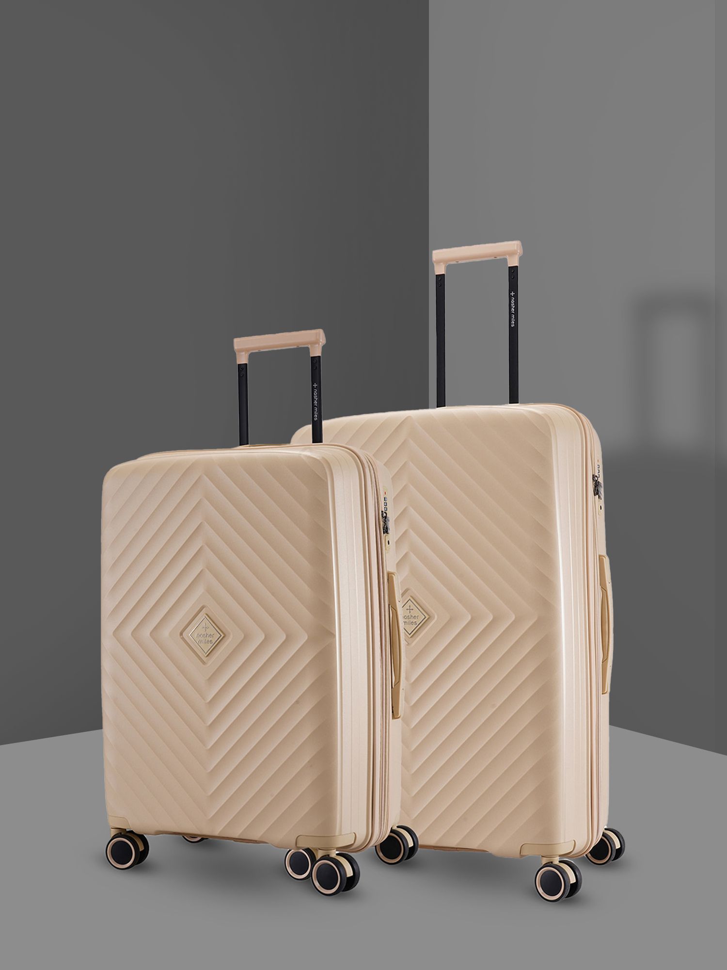 Nasher Miles Antwerp Polypropylene Set of 2 M/L Champagne Trolley Bags 65-75cm-image-8