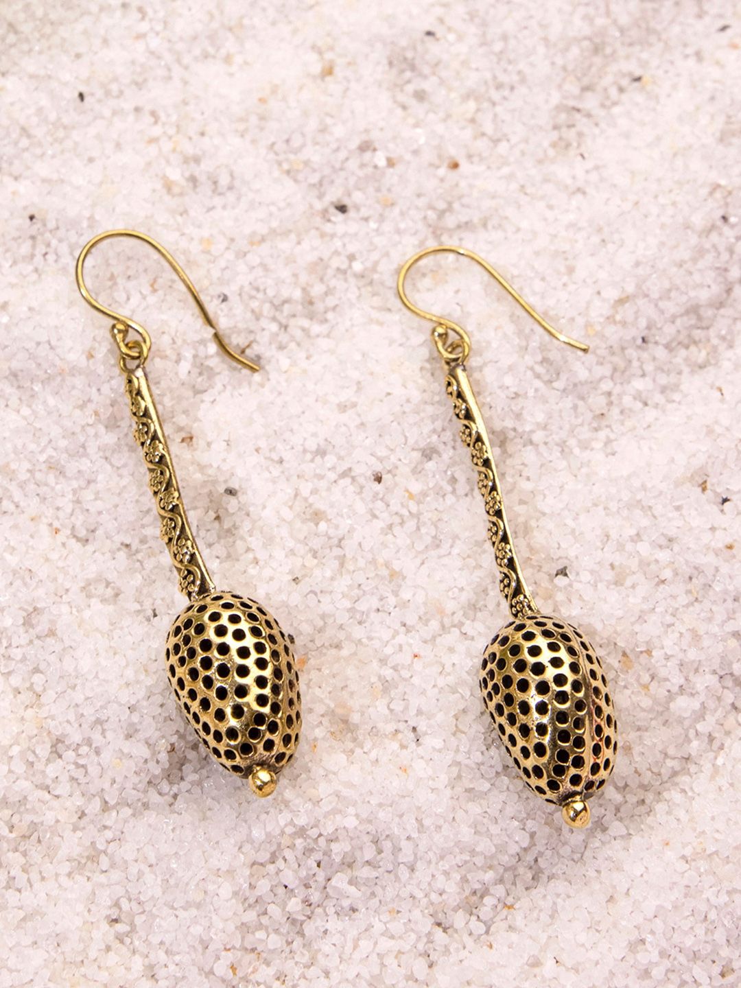 Studio One Love Brass-Plated Contemporary Drop Earrings-image-3