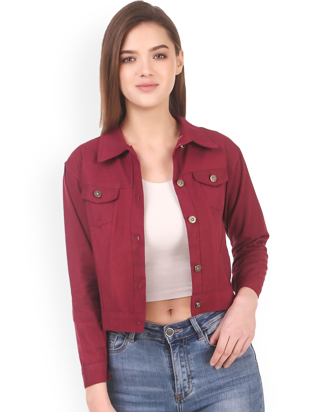 KASHIAN Spread Collar Lightweight Crop Denim Jacket-picture-33
