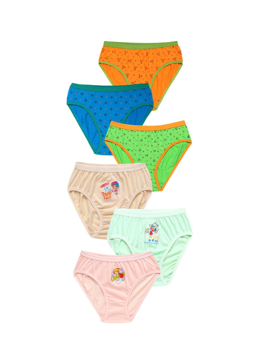carelove CAREPLUS Girls Pack Of 6 Printed Pure Cotton Basic Briefs-picture-32