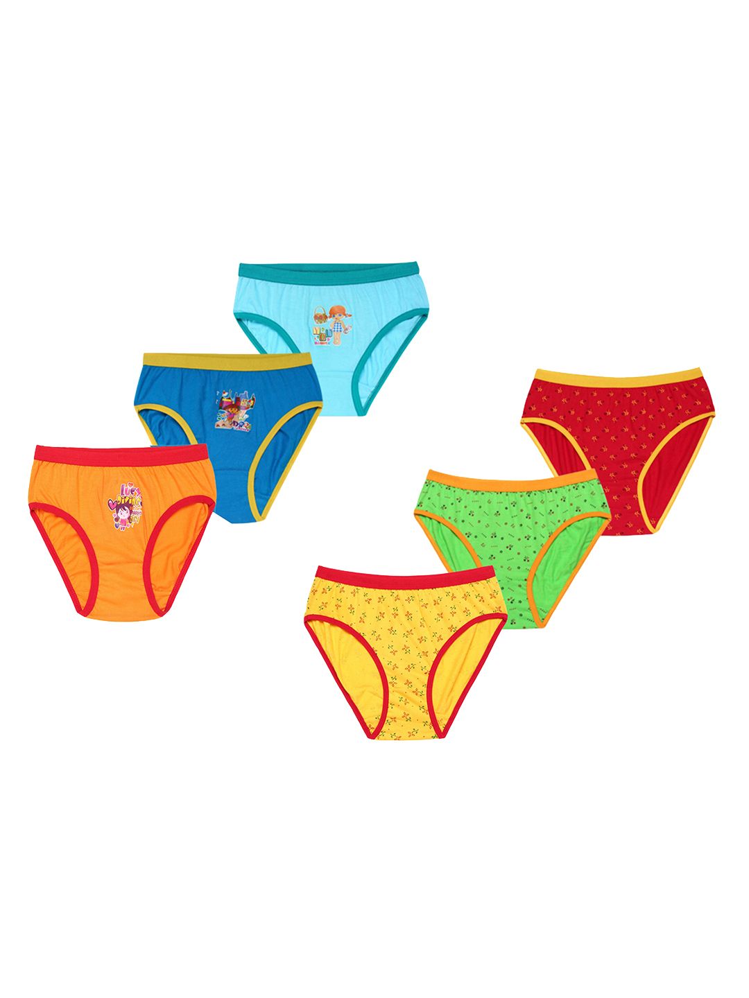 carelove CAREPLUS Girls Pack Of 6 Printed Pure Cotton Basic Briefs-picture-56