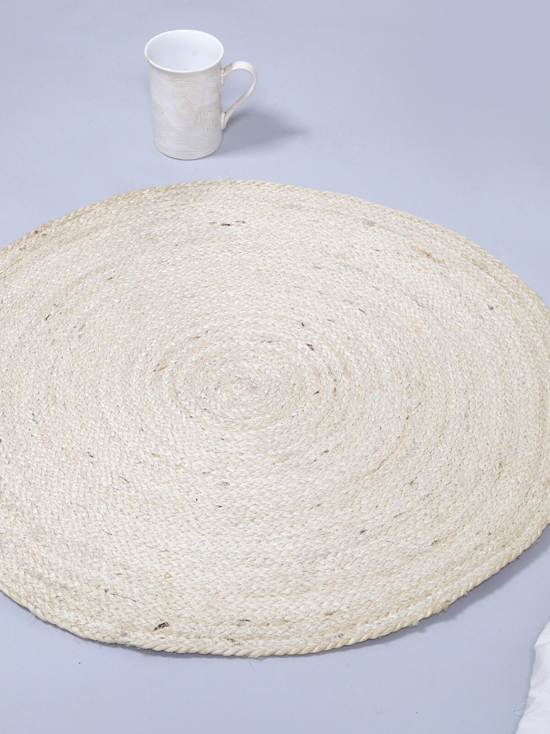 HANDICRAFT PALACE White Braided Jute Circular Carpet-picture-41
