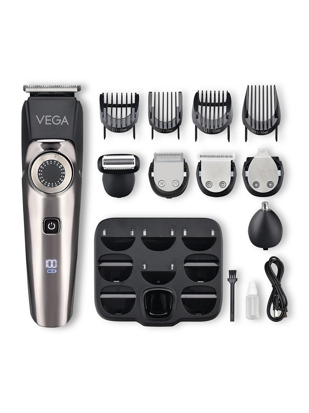 VEGA Men VHTH-32 9-in-1 Pro Multi Grooming Trimmer - Gunmetal-Toned & Black