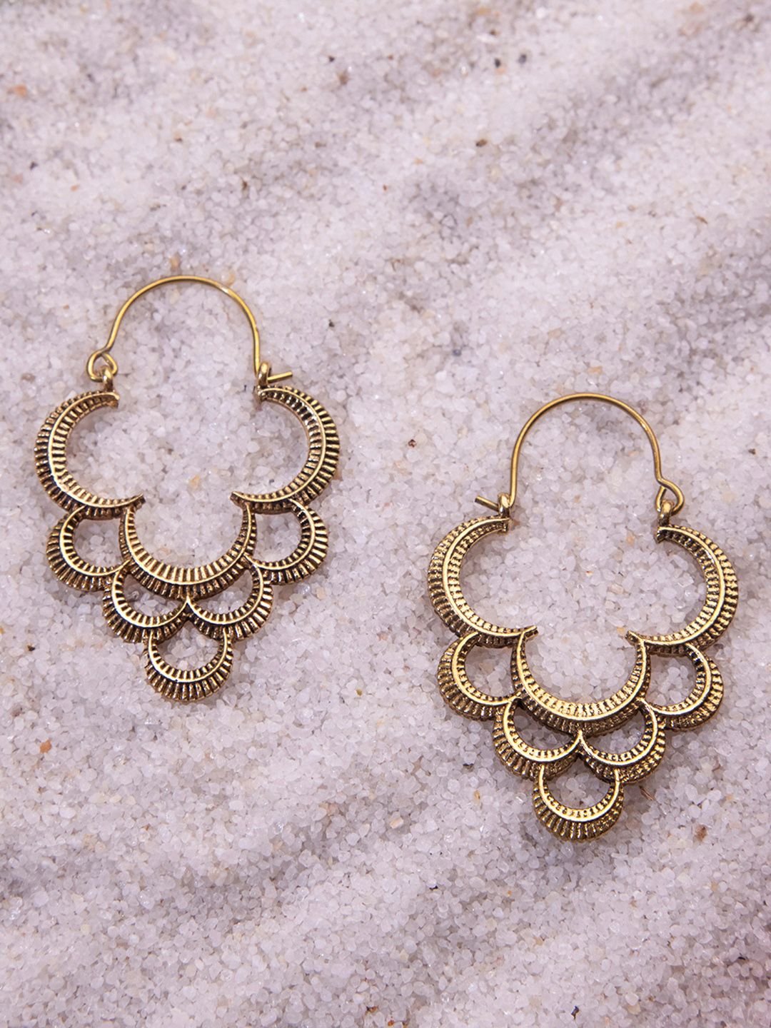 Studio One Love Brass-Plated Contemporary Hoop Earrings-image-1