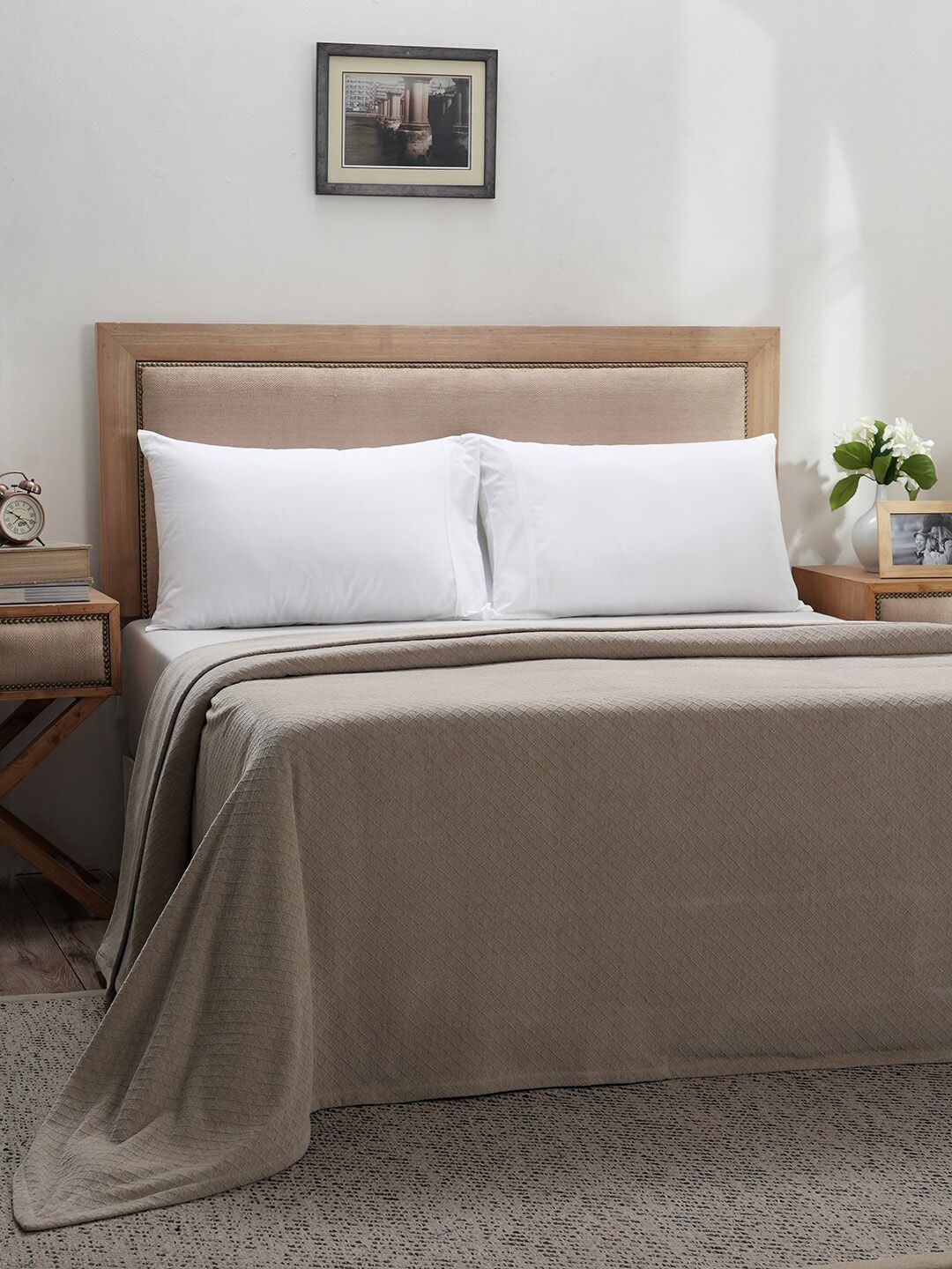 MASPAR Colorart Blaize Grey 256 GSM Cotton Double Bed Cover-image-23