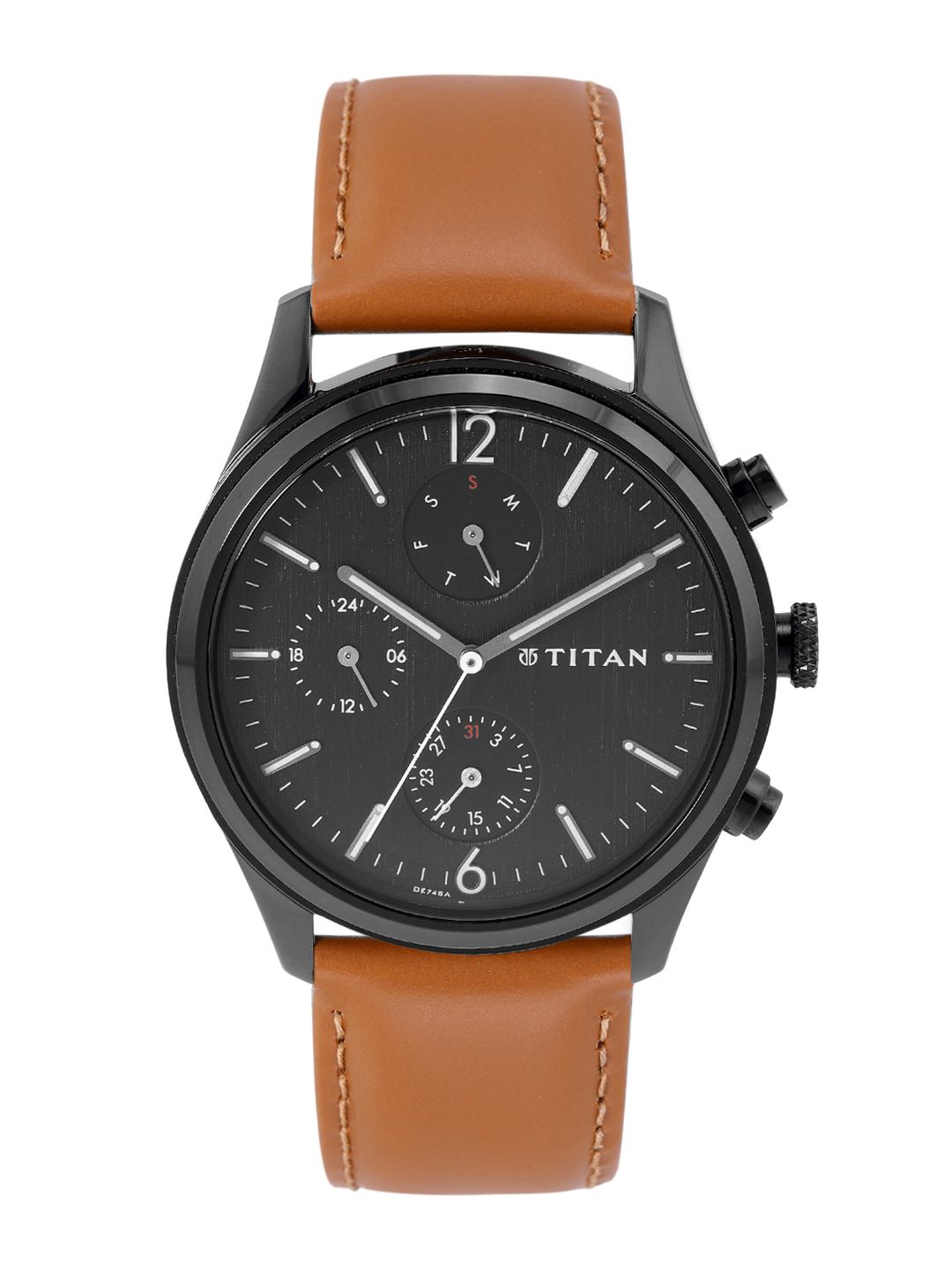 Titan chronograph watches outlet with leather strap