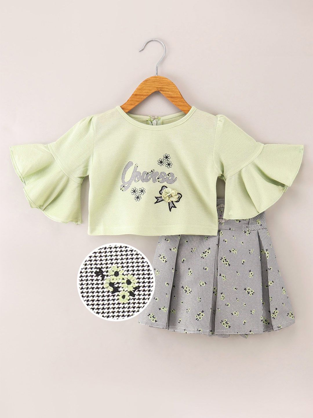 Enfance Girls Typography Printed Top with Skirt-image-16