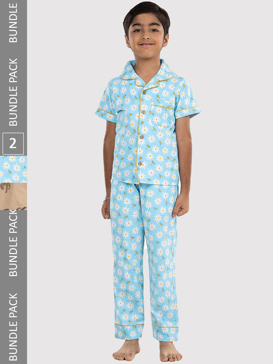 Growing Tree Kids Pack Of 2 Printed Pure Cotton Night suits-image-42