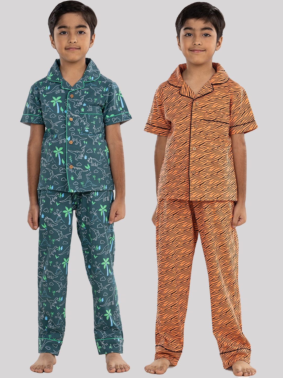 Growing Tree Kids Pack Of 2 Printed Pure Cotton Night suits-image-21