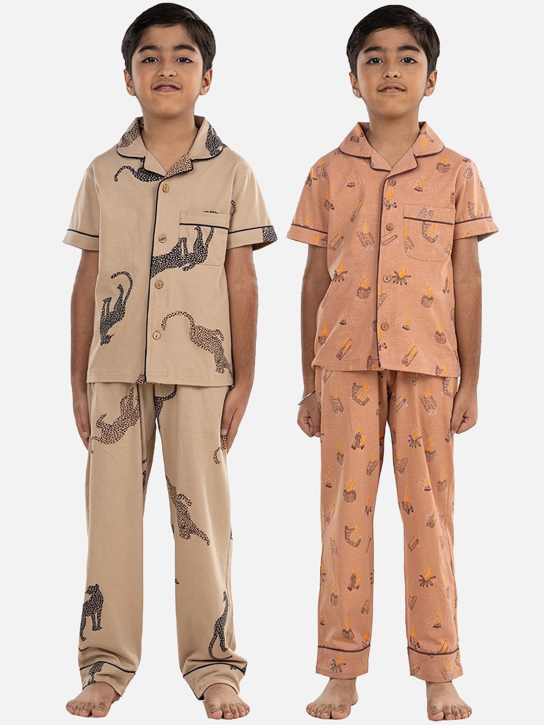 Growing Tree Kids Pack Of 2 Printed Pure Cotton Night suits-image-1