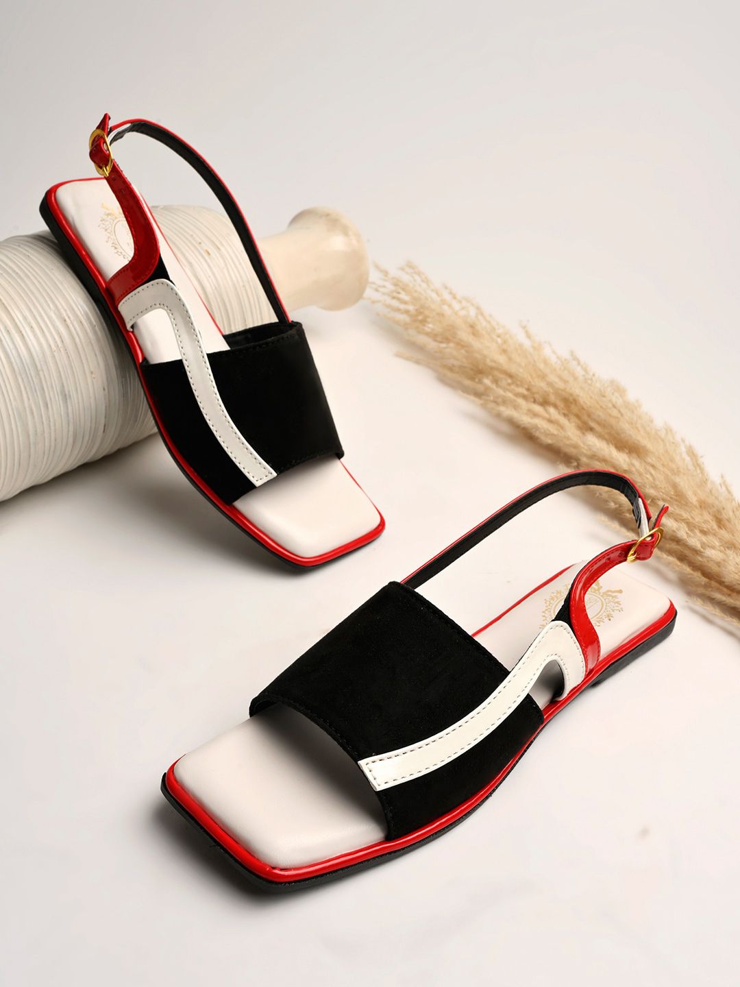 Shoetopia Girls  Colourblocked Open Toe Flats With Buckle-picture-29