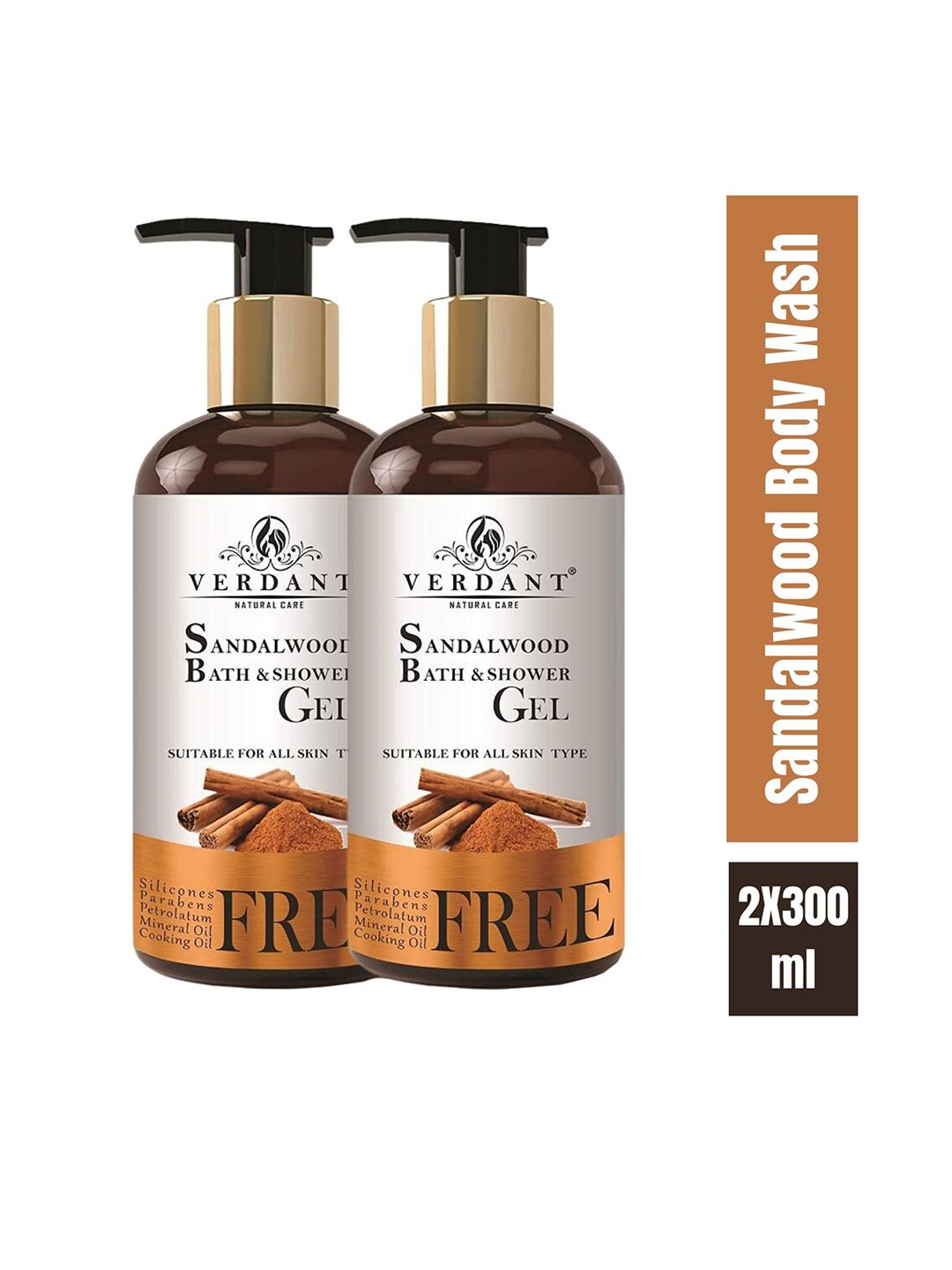 Verdant Natural Care Set of 2 Sandalwood Body Wash Shower Gel - 300ml-image-27