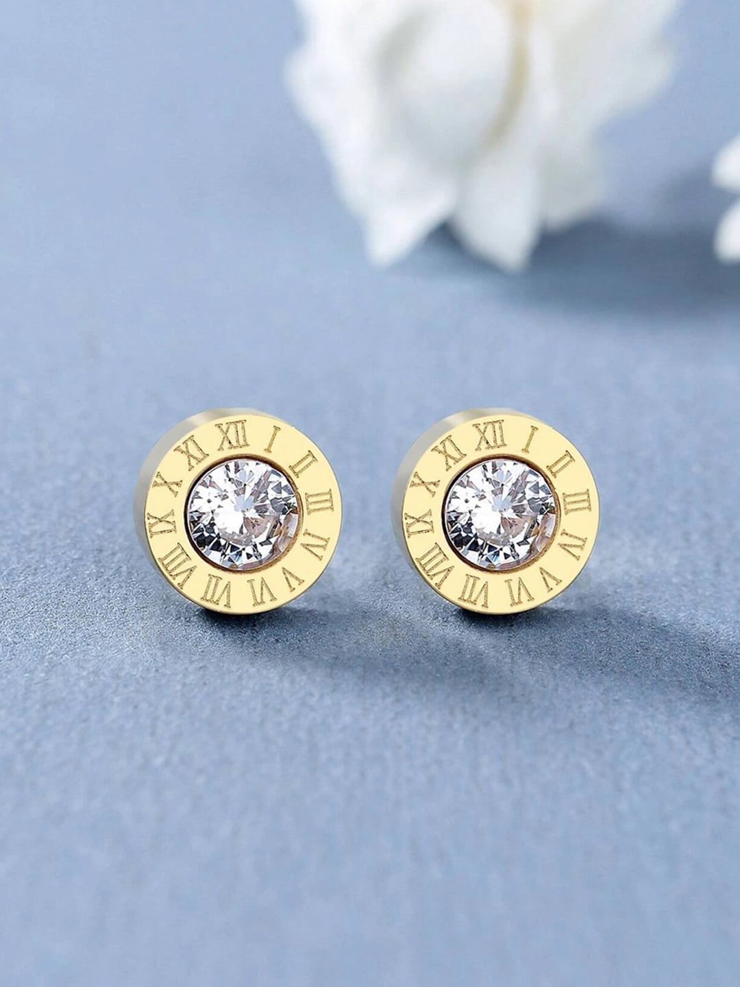 Jewels Galaxy Gold-Toned Contemporary Studs Earrings-picture-0