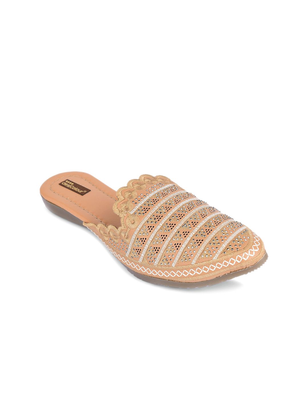 DESI COLOUR Embellished Ethnic Mules Flats-picture-22