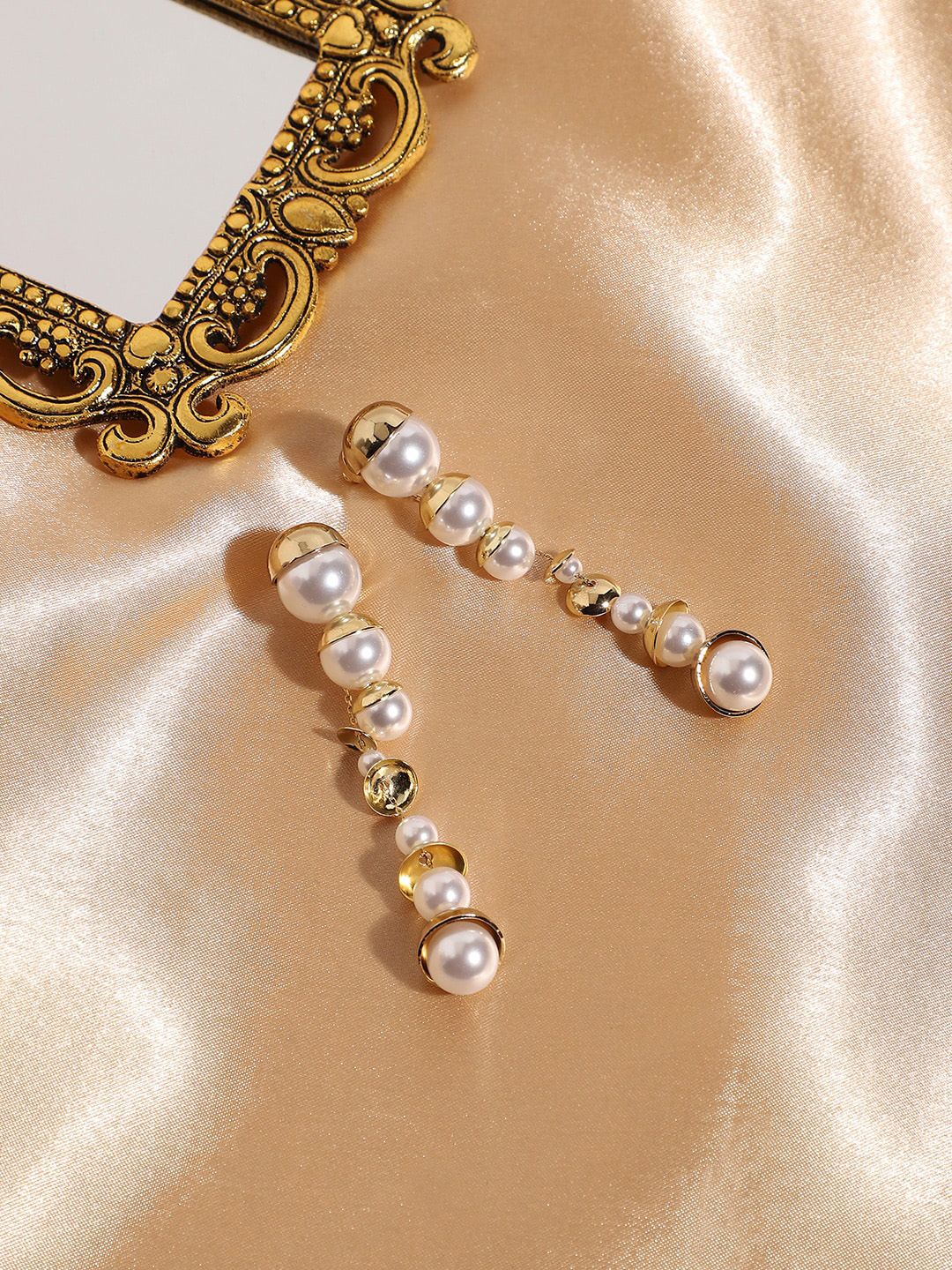 SOHI Silver-Toned Contemporary Drop Earrings-image-19