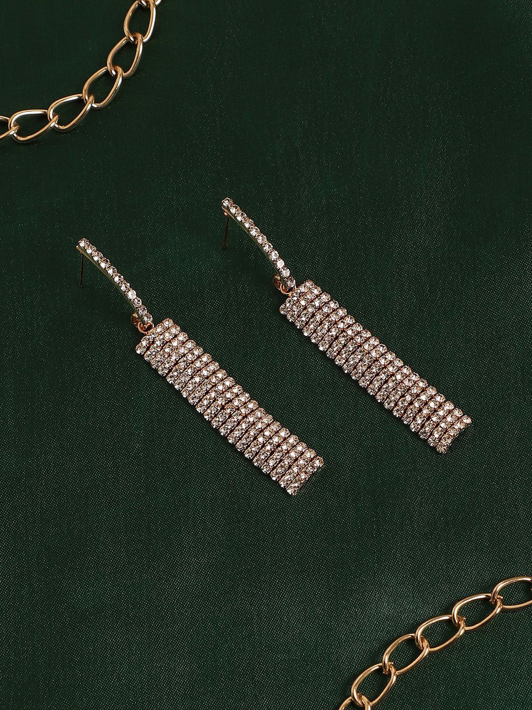 SOHI Gold-Plated Contemporary Drop Earrings-image-21