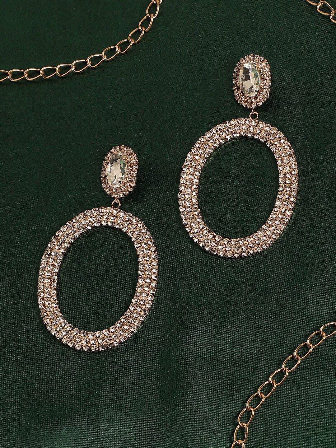 SOHI Gold-Toned Oval Drop Earrings-image-45