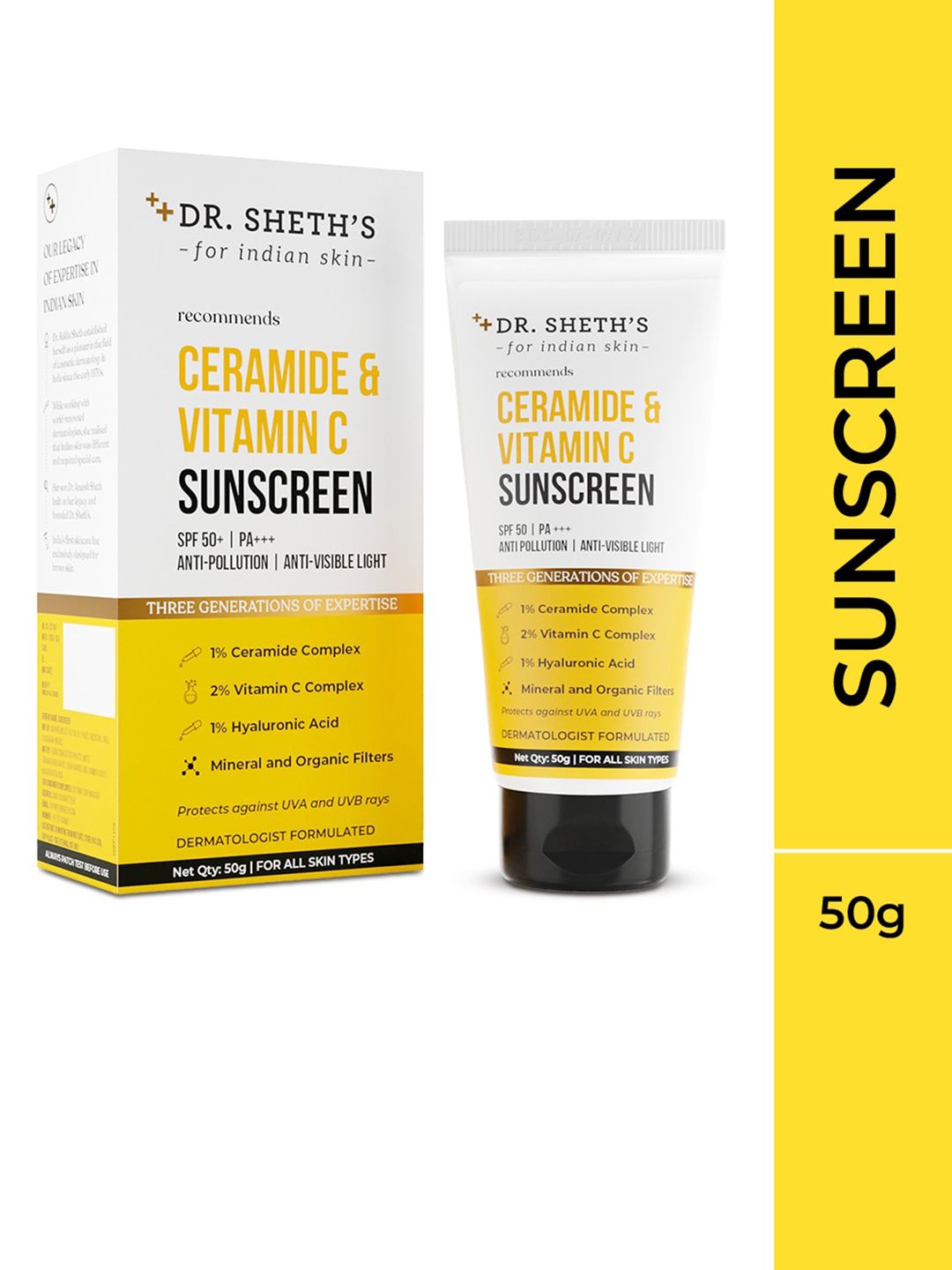 DR. SHETHS Ceramide & Vitamin C SPF 50+ Sunscreen - 50g-picture-33