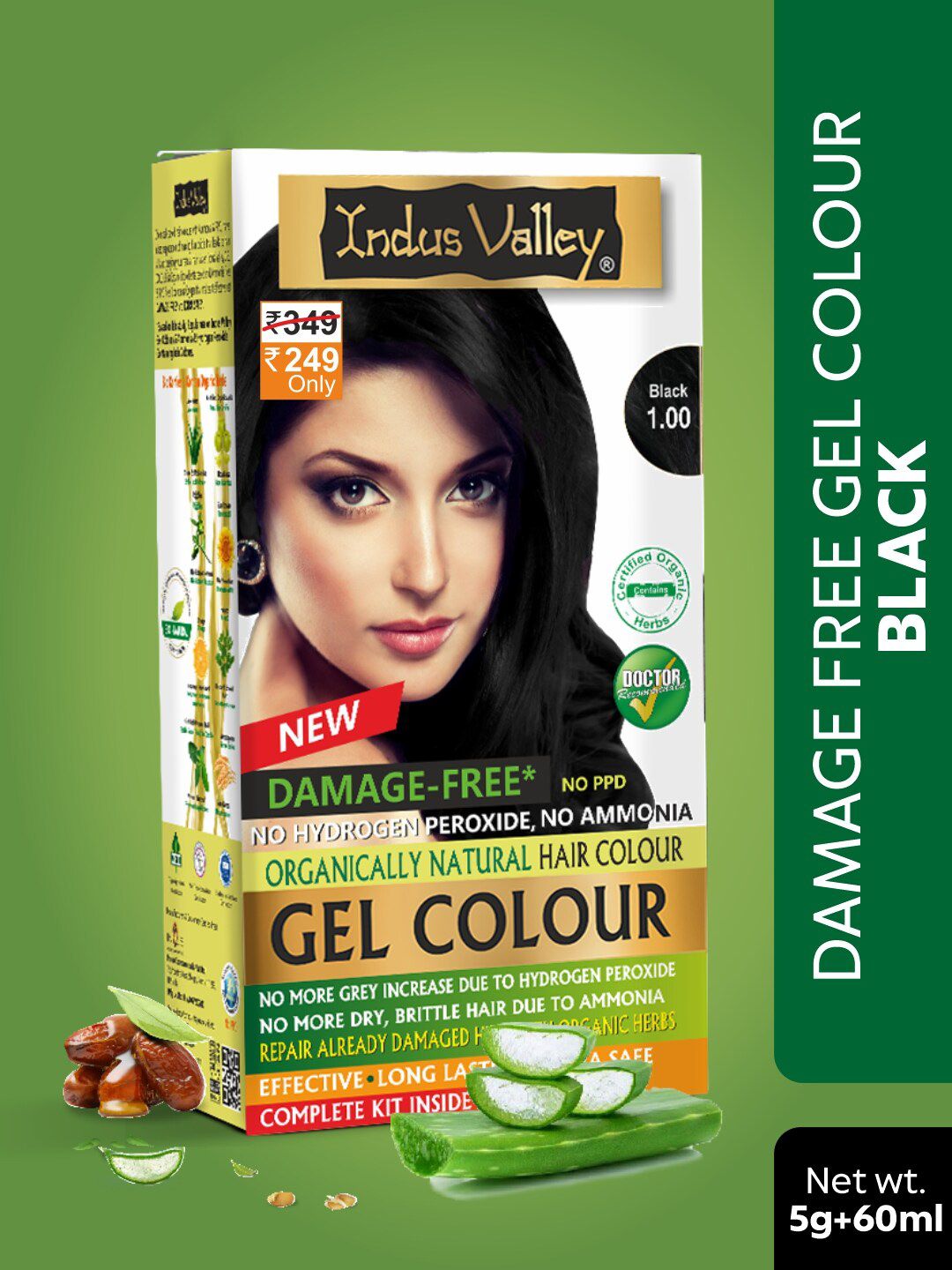 Indus Valley Damage Free Gel Hair Colour 65 g - Black - Price History