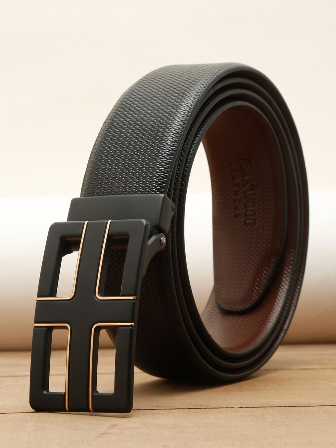 Teakwood Leathers Men Textured Reversible Formal Belt-picture-38
