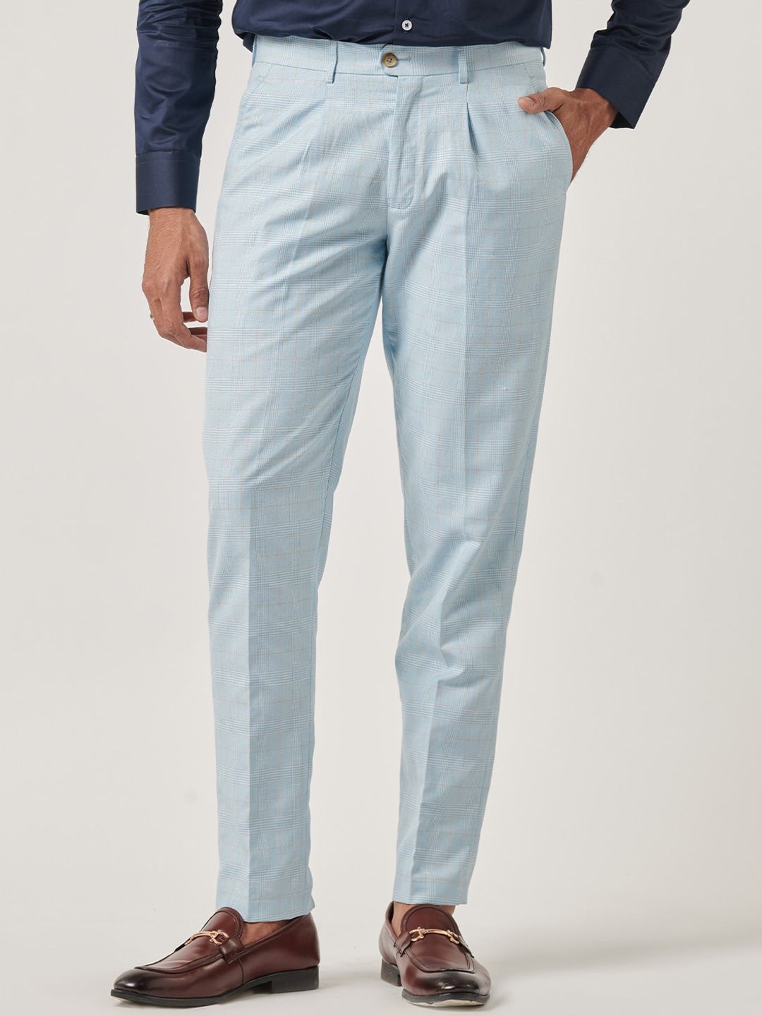 MR BUTTON Men Slim Fit Mid-Rise Formal Trousers-picture-16