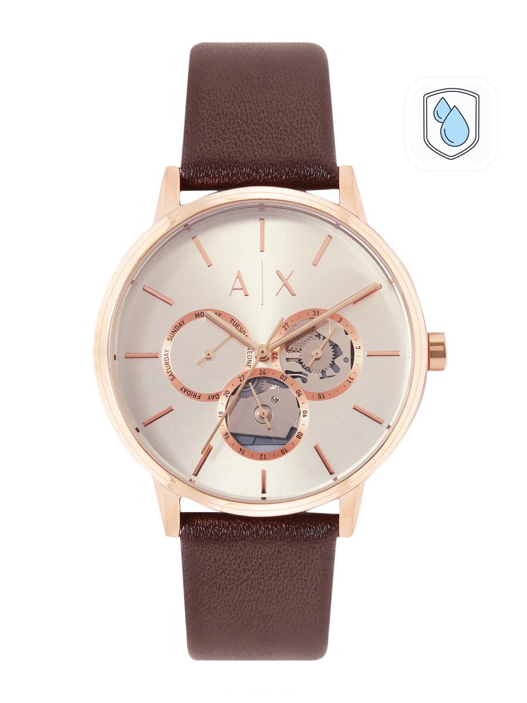 Armani Exchange Men Leather Analogue Automatic Watch AX2756-Brown ...