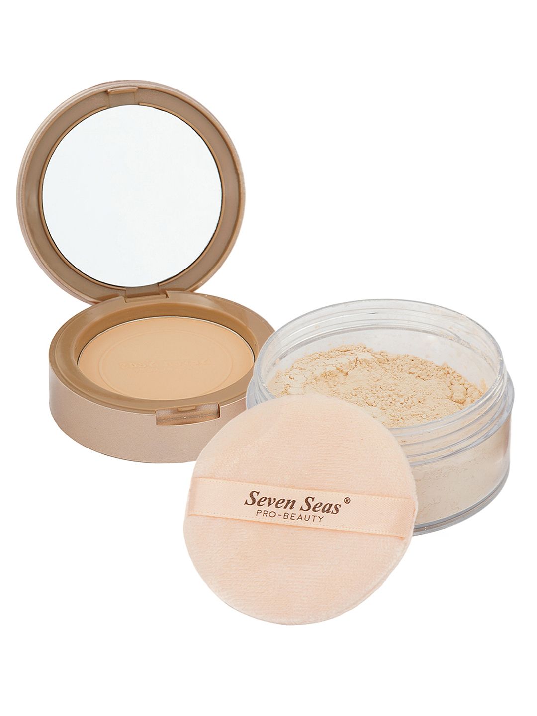 Seven Seas Pro Beauty Weightless Stay Matte 2 In 1 Compact & Loose Powder-Buff Beige 02-picture-23